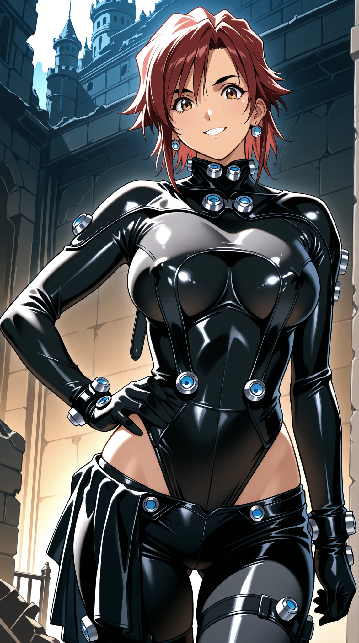 <lora:tegong-10:0.9>Golden hair, blue eyes,ponytail, Black tight fitting clothing,Back exposed((extremely realistic shading, masterpiece, extremely detailed, photorealistic))narrow waist,,perfect body, lean body,