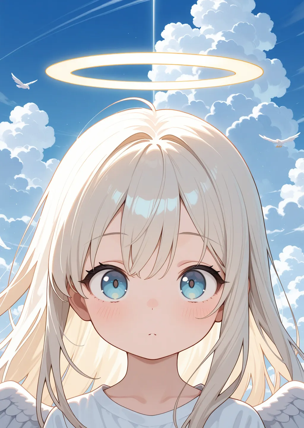 Generate an anime angel girl with a prompt.