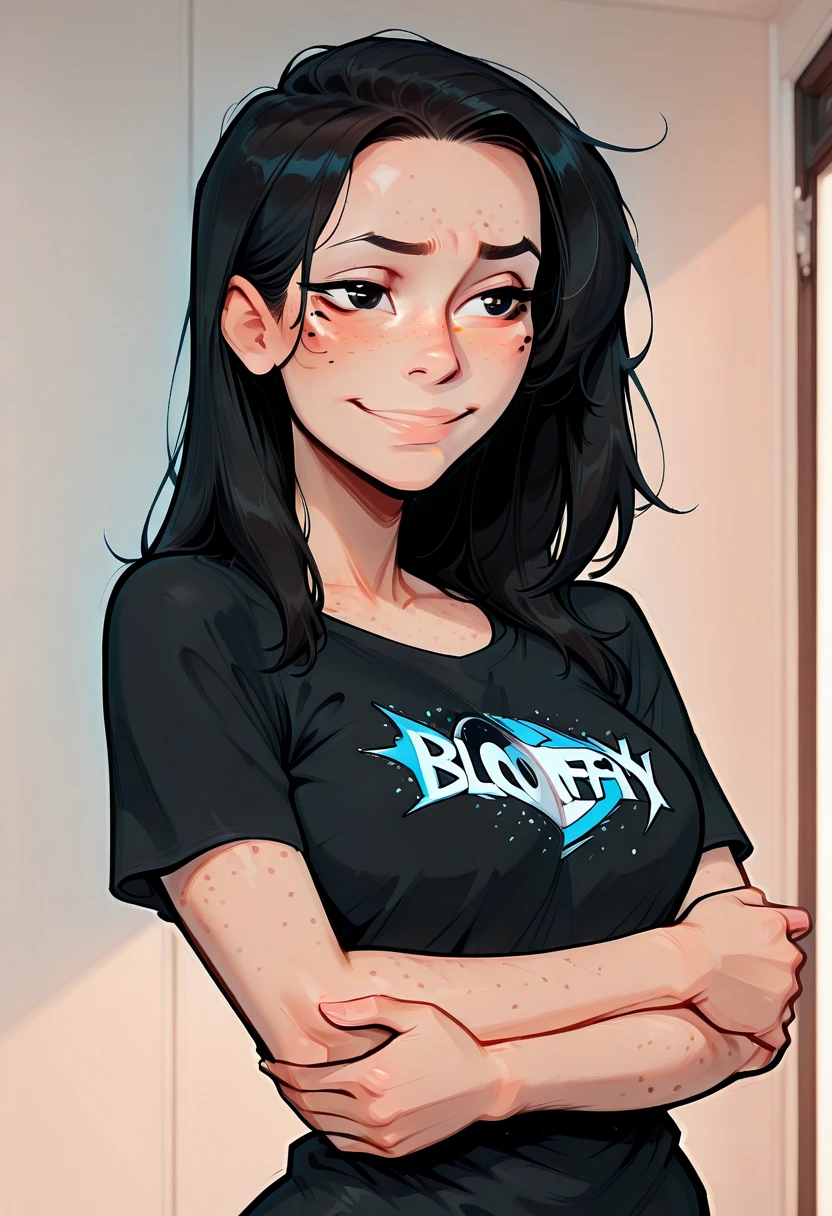 furry, anthro, cougar girl, bedroom, night, thigh socks, checkered sox, mini flared skirt, small tight t-shirt, barelly visible nipples,sweating, wet t-shirt, looking at viewer, window, bright black hair, very long wavy hair, smiling, one leg up, suggestive, tail rising skirt, tail up, from above, big breasts, adjusting hair, spreading legs, pussy, pubic hair, cleavage, full ceavage, missionary position, laying on back, breasts, t-shirt pulled all the way up, showing breasts, flashing breasts, naked torso, blushing, tear drop breasts, huge breasts, messy hair, aquamarine eyes