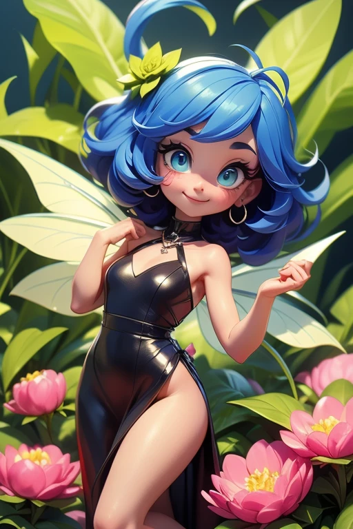 jellymon, ((Blue Jelly Helmet, glowing blue eyes, makeup, narrow waist, skinny, medium breasts)), pelvic curtain, ((blue bikini)), full body, perfect body, (insanely detailed, beautiful detailed face, masterpiece, best quality) , (((solo))), (((1girl))), (((mature))), (extremely detailed 8k paper CG wall unit: 1.1), (beach, dusk), (smile face for the viewer, looking at fairy), big ass, underbutt, below from back