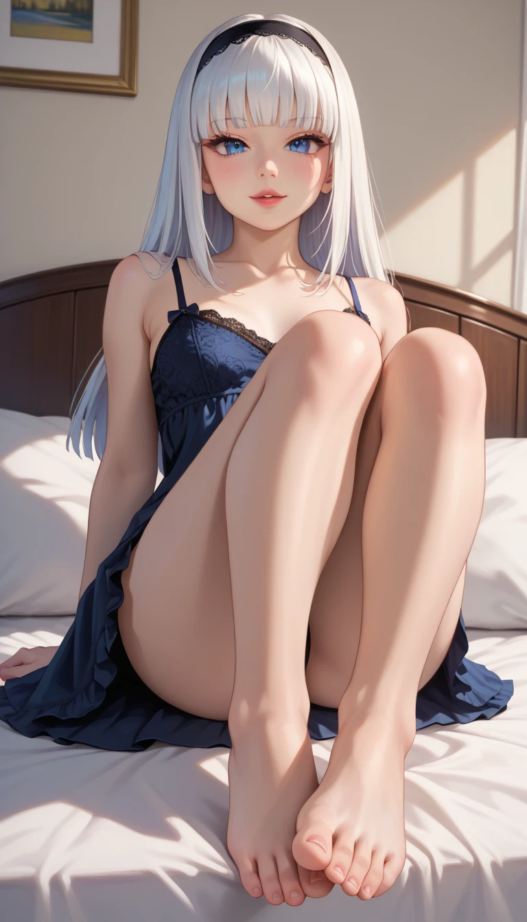((the Extremely Detailed CG Unity 8K Wallpapers)), masutepiece, Ultra-detailed, floating,,High resolution, The princess celebrates the first night of the newlyweds,Sexually suggestive, (Petite, ridiculously long gray hair, Princess, White Devil Taoism, Blue eyes,Bridal Veil, circlet, bridal gauntlets, Blushing, Shy,On a gorgeous bed,Better exposure,Skinny Legs,Body with soft surface,Open your crotch,embarrassed from,Wearing white knee hi socks,toppless,Chest exposed,Sleep in bed,hiding chest with hands,sprawl,morpheus,fullnude,Open the crotch with your hands,Open your crotch,M-shaped legs,Intense Sex,Disturbed pose,Sad look,Crying face,Reluctant face,