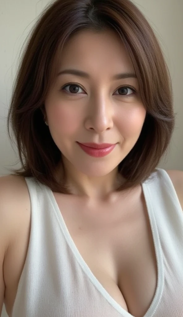 最high quality, 8k, masterpiece, Tatsuma, Sharp focus, high quality, High resolution, Hair mixed with grey hair, Detailed face, Fine grain, Thick lips, (View Viewer), alone, Beautiful woman, ((40 years old)), plump, Beautifully groomed hair, ((Cleavage)), Vibrantly colored sexy sheer colorful transparent underwear, Afternoon in a hotel room, Full Body Shot,