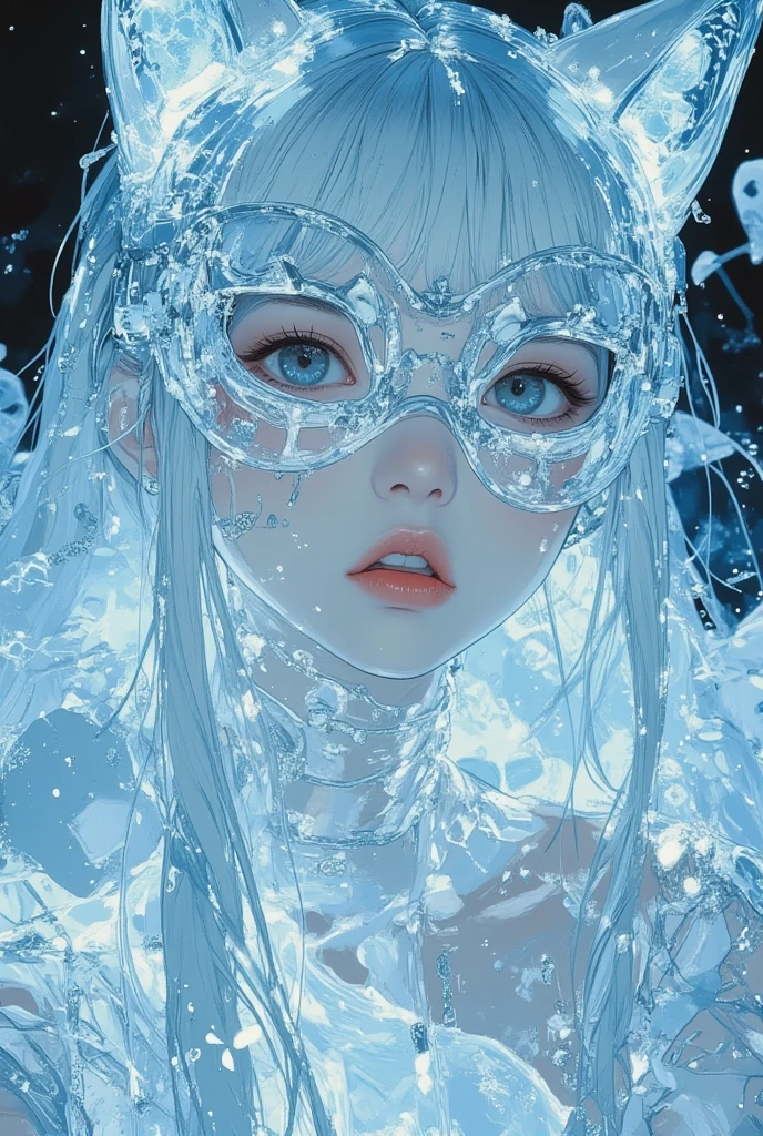 (beautiful screaming nude woman), (eyes open), (terrified expression), (((frightened expression))), (((startled expression))), (((shouting))), (clear resin face), (face made of clear resin), (face turning into clear resin), (head made of clear resin), (body turning to clear resin), (body made of clear resin), (clear resin body), (skin becoming clear resin), (face turning to clear resin), (head turning to clear resin), (arms turning to clear resin), (hands turning to clear resin), (clear resin hands), (clear resin fingers), (skin made of clear resin), (clear resin skin), (hair made of clear resin), (ASFR), (turning into clear resin), (becoming clear resin), (winter forest background), (defensive posture), ((((half made of clear resin, half made of flesh)))), side profile
