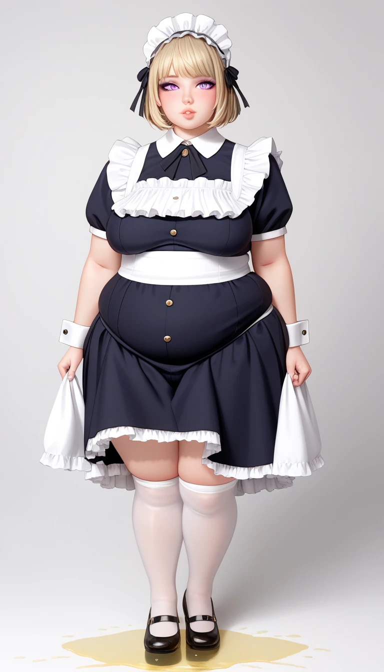 full body standing straight symmetrical, huge boob, cowboy shot, solo, 1MILF, mmplatz, smile, looking at viewer, hands on hips, twintails, twin drills, dress, blue pantyhose, striped pantyhose, Handcuffs on their hands, With a collar around the neck
