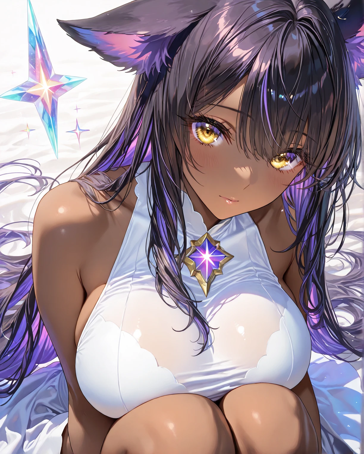 ((((((アニメ調cute顔)))))), ((Dark skin with tan lines)), ((((Super revealing race queen outfit in pink and black)))), Highest quality, (((Sharp details))), 8k, ((cute)),, （Soaking wet）, (looking at the camera),,Small Breasts、（Show off your cleavage）、((Nipples erect))、Height: 160 cm、Embarrassed face、Big eyes、Anatomically correct body、Big thighs、slightly muscular、Black hair twin tails、Light from the front、Nasty Dance
