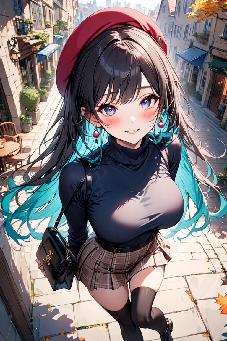 (from below:1.2),(from side:0.9), ((beautiful Face)), (Close-Up:0.6), ((looking at viewer, holding a icecream)),(Italian sweets magazine cover:1.4), highest quality、(real、photorealistic:1.5),(ultra high resolution,dark blue hair,long hair,side ponytail,hair between eyes,bangs, (beret, black jacket, open clothes, cleavage, midriff, black perfect mini skirt, black thighhighs, thigh strap, fingerless gloves, single glove:1.2), (double breasted,under bust:1.2), sitting at a table, cute, anime visual of a cute girl, cute anime girl, eating cakes, young anime girl, guweiz, high quality anime artstyle, anime girl, artwork in the style of guweiz, beautiful anime girl, pretty anime girl, (anime girl), official artwork,(with sparkling eyes and a contagious smile),her thin pubic hair, looking at viewer, pose muy sexy"