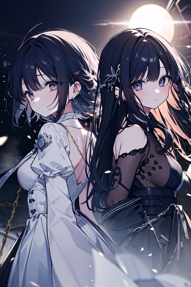 absurdres, RAW photo, extremely delicate and beautiful, masterpiece, Best Quality, ultra high resolution, 32k, hyperrealistic, ultra-detailed, perfect figure, in her 20s, very small head, very small face, delicate facial features, tearful mole, earring, huge breasts, whole body shot, full body shot, medium hair, black hair, intricate Romantic Victorian Gothic Outfit,