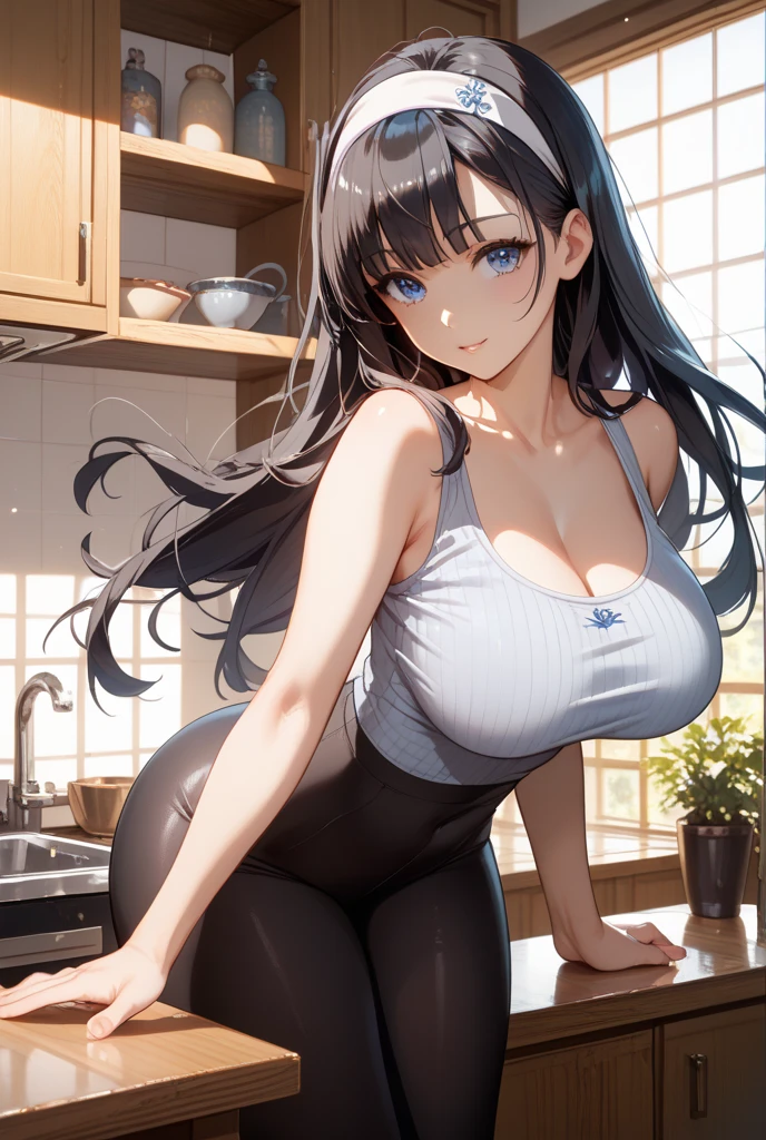 ichinose shiki, idolmaster, long hair, ahoge, 1 person,(masterpiece)、(Best image quality)、(Very detailed)、(Very detailed)、4K、(8k)、Best image quality、(beautiful), (Huge breasts、Bust H cup), Wet,View here, Big Breasts, Mature Woman, Masturbation,blush, smile, Inside the house,Navy Blue Dress,(Navy latex dress),tights,Thighs,Dress with an empty back,back,Huge Ass,Show your ass,(NSFW),Cleavage,(Seduce)、Sexy pose,性的なsmile,sexual body shape,Obscene expression,A woman with a very strong sexual desire,Lewd woman,sex,(orgasm:1.3)