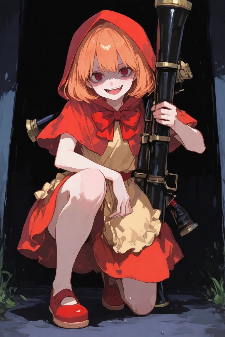 1girl, sgpeacock, short hair, sharp teeth, (mechanical arms:1.2), bow, hat, dress <lora:peacock-skullgirls:0.70>