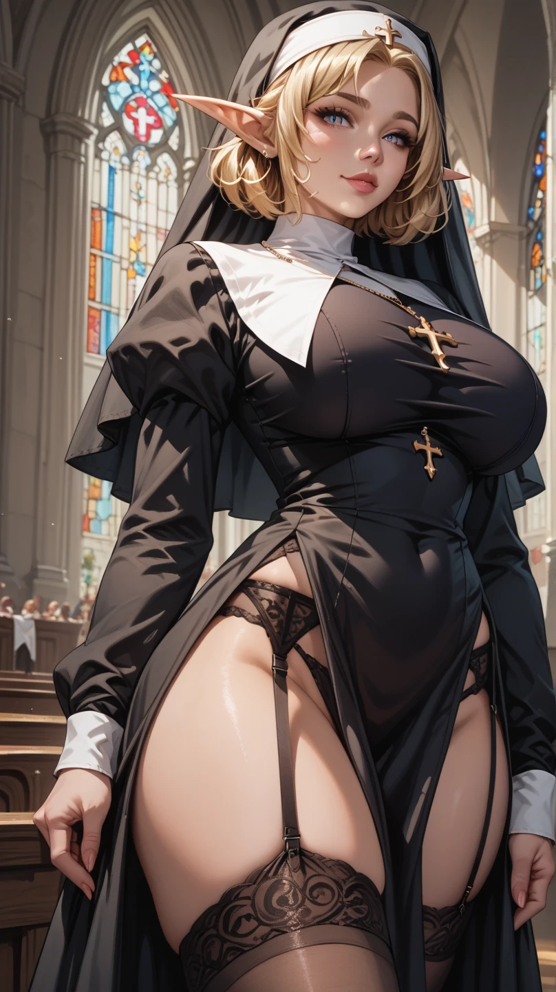 Big breasts, fat hips, clothes, erections,Slender waist,Nun