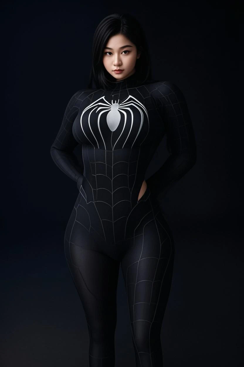 (masterpiece:1.4), (best quality:1.4), (high resolution:1.4), (masterpiece, best quality, high resolution:1.4), husna hijab, indonesian, hugebreast, forward chest, wear costume spider-man tights