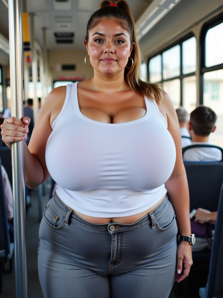 Imagine a World where walking around without any clothes is normal, NSFW photography by Dave Lucas , naughty girl, insane amount of detail , unrealistic body proportions, large body, massive male limp genitals, perfect penis, massive breasts, (massive tits) London Underground