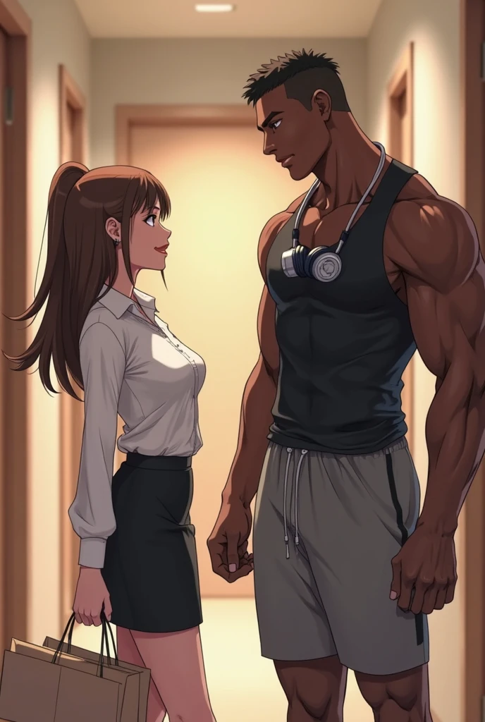(masterpiece, best quality:1.2), a very muscular and athletic couple , boy Nino Lahiffe: Brown skin, dark hair, wearing a red cap, glasses, and casual clothing like a T-shirt and jeans, and a girl Alya Césaire: Brown skin, curly dark brown hair, often wears glasses, and typically seen in stylish, casual outfits. A casual day out with both characters in their everyday attire,Sharing a tender moment, like sitting on a rooftop overlooking Paris..(girl and boy:1), smiling, ((high resolution illustration)), ((extremely detailed)) Alya and Nino, muscular detailed bodies, powerful and dynamic poses, intimate embrace, romantic lovers, expressive faces with beautiful eyes, lips and skin, dramatic lighting, cinematic composition, epic fantasy landscape background, warm color tones, dramatic lighting, (best quality,4k,8k,highres,masterpiece:1.2),ultra-detailed,(realistic,photorealistic,photo-realistic:1.37),dramatic lighting,dramatic cinematic composition,fantasy landscape
