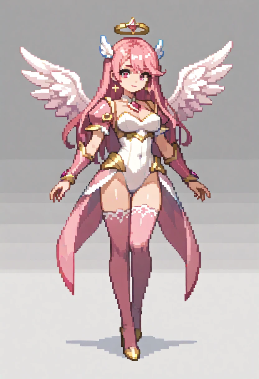 masterpiece , best quality , pixel , pixel art , xiangsu , xiang su , nsfw , 1 girl , fantasy clothes , full body , white background , deformed , junior , sexy , Highly Exposed , angel , pink clothes , bbw , pink hair