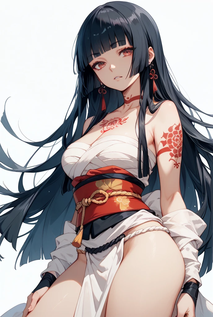 anime girl with long black hair and red breast on a chair, Burning, Singey, anime goddess, nezuko, The finer details. anime. Tentacles, Zerochan Art, nezuko-chan, The Detailed Art of the Onmyoji, demon anime girl, by Shimo, onmyoji, anime woman fullbody artA 17-year-old Japanese girl with vibrant hair colors, long hair, daring hair styling, slender figure, plump cheeks. She embodies the punk rock aesthetic, dressed like a punk rocker with bold attire, large sunglasses, a defiant expression. She stands at 170 centimeters tall, weighs 30 kilograms, wears long boots, with her thighs visible under a red pleated skirt. Adorned with numerous silver accessories. Depict with distinct outlines, using colors other than black for the outlines, using colorful hues for the outlines. She's into girls' rock, punk, Electric guitar, vibrant colors, stages, and backed by a band. An underground clubhouse with colorful lighting amidst the darkness. Colorful candies resembling mountains of treats are plentiful, strewn all around. A tall, well-built man with blonde hair is present, adorned with tattoos, a nose piercing, and a split tongue.