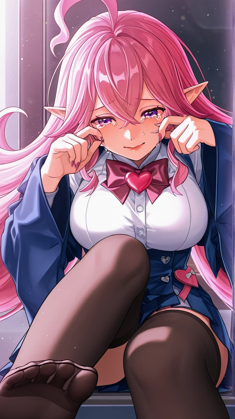 Body covered in 、Naked、、Covered in semen,girl、Naked、Ahegao、Creampie、Climax、Heart shaped pupil、uniform、Pink Hair