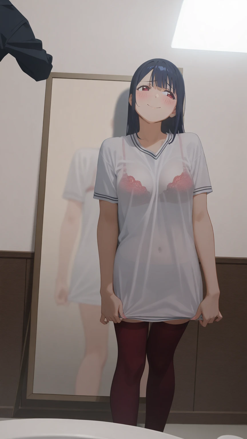 ((masterpiece)),((best quality)), <lora:sexToyTransformation_v10:1.2>,transformation,(nude),1girl, <lora:specimenGirl_10:0.7>,hyohon,school uniform,panties,socks,bra,dildo aside,black serafuku,lying,sandals,footwear,hair ornament, condom, school handbag, school swimsuit,counter,display case,merchandise, mall