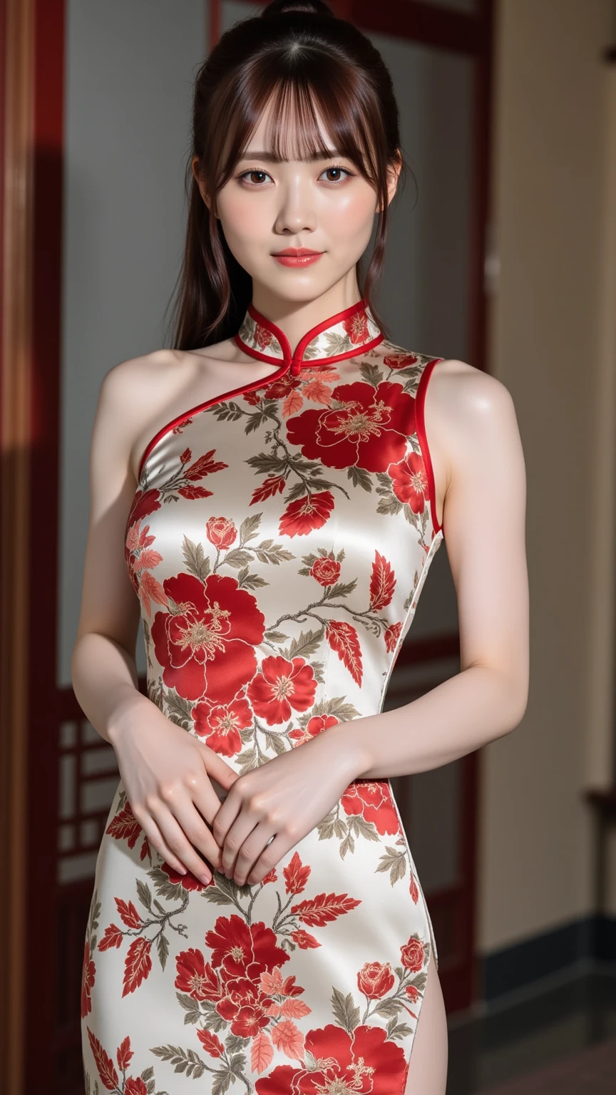((Highest quality)), ((masterpiece)), (detailed), One girl, China dress、red、