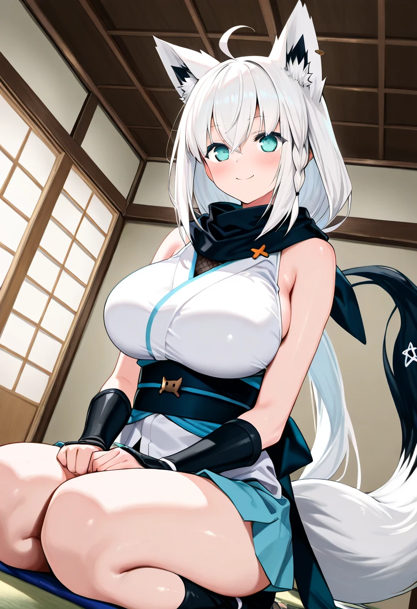 NSFW,masterpiece,Highest quality,High resolution,Very detailed,Zeta\(I want to be a secret power!\),Zeta,Animal ears、Purple Eyes、Blonde,short hair,gloves、Cleavage、tail、黒いgloves、Clothing cutouts、Cleavageの切り抜き,blush,Drunk,Luxurious Japanese-style room,inn