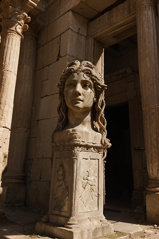 there is a slim woman  leaning against a stone wall with a backpack, on a large marble wall, at ancinet agora of athens, standing before ancient ruins, marble walls, ancient ruins behind her, leaning on the wall, at the stone ruins, with a figure in the background, ruins in the background, marble columns in background, leaning against the wall, not cropped