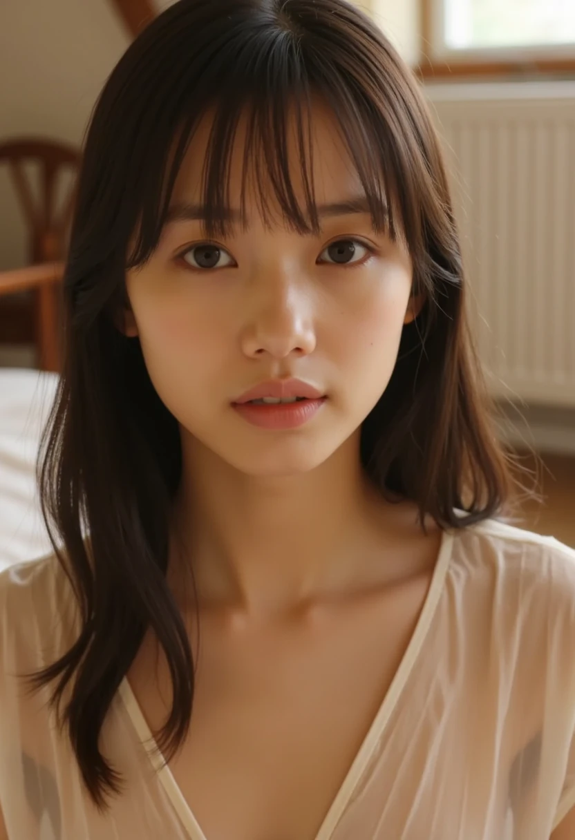 best quality, face focus, soft light, ultra high res, (photorealistic:1.4), RAW photo,
1japanese girl, solo, cute, (pupil, lights in the eyes), detailed beautiful face, (small chest),(high resolution detail of human skin texture),
(long hair),
indoor,
Damask Shirt Dress,
(portrait)