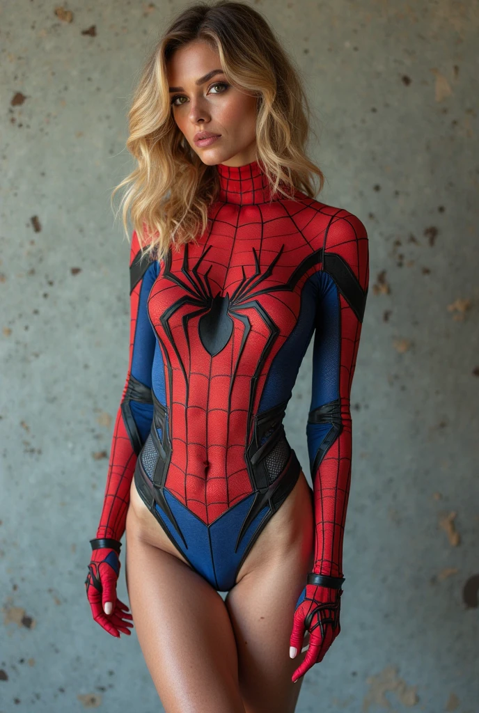 anime, anime profesional, (obra maestra, 4k-resolution, ultra realista, muy detallado), (White Superhero Themes, carismatic, hay una chica en la parte superior de la ciudad, vestido con el traje de Spider-Man de color negro y verde fluorescente, she is a superhero), [ ((25-years old), (Pelo largo y blanco: 1.2), Slim build, Cuerpo completo y perfecto, (ojos azules: 1.2), ((pose muy atrevida), (paisaje urbano, Por la noche, dinamic lights), (Luna llena)))]