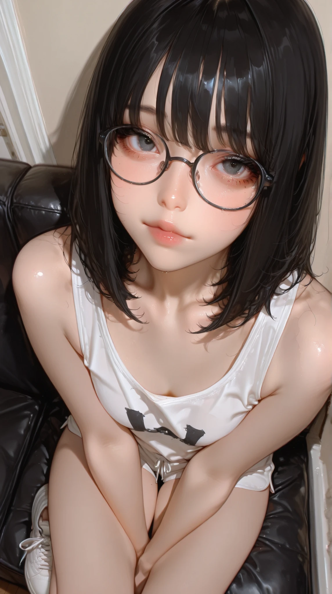 Highest quality, RAW Photos, Realistic, face, Incredibly beautiful girl, cute, length Hair,ponytail,Glasses,Written boundary depth, High resolution, Super detailed, detailed, Very detaileded, extremely detaileded eye and face, Sharp pupils, Realistic students, Sharp focus, Cinema Lighting, Japanese, Short Woman, Physical build, Arms are short, length, Narrow eye, Fleeting atmosphere, 10 years old, Brown Bob Hair, ((thin lips)), White swimsuit, masterpiece, Highest quality, Detailed skin, Detailed face, fine grain, 8K, Excellent anatomy, Full body portrait,flat breasts, small breasts, small,( small bust: 1.2), small bust, (slim, small, flat, small), thin, Delicate and sexy collarbone, One Girl, (beautiful girl, Delicate girl:1.3), (10 years old:1.3),
(((masterpiece,Highest quality,in 8K,Very detailed,High resolution,Anime Style))),
One girl,(Maid),making eye contact,(kneeling down at viewer'Foot and looking up at viewer:1.5),foot_Far apart,(Crouching in front of the viewer:1.1),from top to feet:1.3,Squat with your audience;Foot,((Open your mouth, squint_eye:1.2)),full-face_blushed,Sweaty_odor,(sodden face and sodden chest),full-face_blush,face_concentrated,leather_dog_Collar with chain:1.2,((Chained_bondage)),(Immerse up to the skin),latex_Bloomers:1.2,グrace,Plea,swing_chest,
(grotesque_Marine blue_latex clothing:1.12),race,(drunkenness),completely beautiful Japanese face,double eyelid, Double eyelashes,Lip detailed,carefully render the textures of skin and hair,perfection_teeth:1.3,short_Bob_hair,
,clean_white_floor,Glasses,