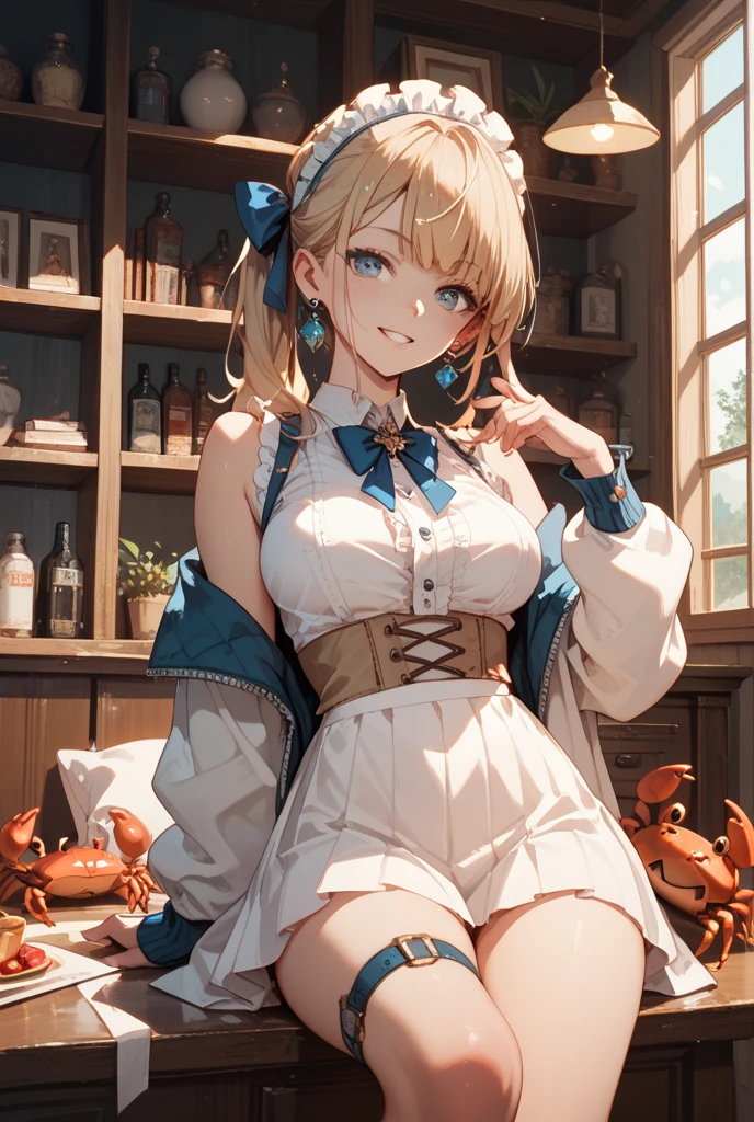 Photorealistic:1.5, Beautiful woman, hairstyle that bounces outward, (medium hair:1.5), (platinum blond hair:1.5), (platinum blond colored eyelash:1.5), (parted bangs:1.5), (amber color eyes:1.5), (sleepy face:1.5), blush:1.2, (tilt one's head:1.5), (hairpin:1.3), (masterpiece:1.3), (best quality:1.3), high-resolution, Head-on angle, Body facing forward, solo, beautiful detailed eyes, mid day, (((best quality, textile shading, ultra detailed))), extremely detailed CG unity 8k wallpaper, Highly Detailed beautiful and aesthetic, high resolution, detailed, dramatic lighting, 1Character, soft, gentle colors, (small breast:1.5), (white camisole:1.5), (super long hem summer cardigan:1.5), (skinny:1.5), blur background, downtown:1.5, squatting:1.2, armpit:1.5, 