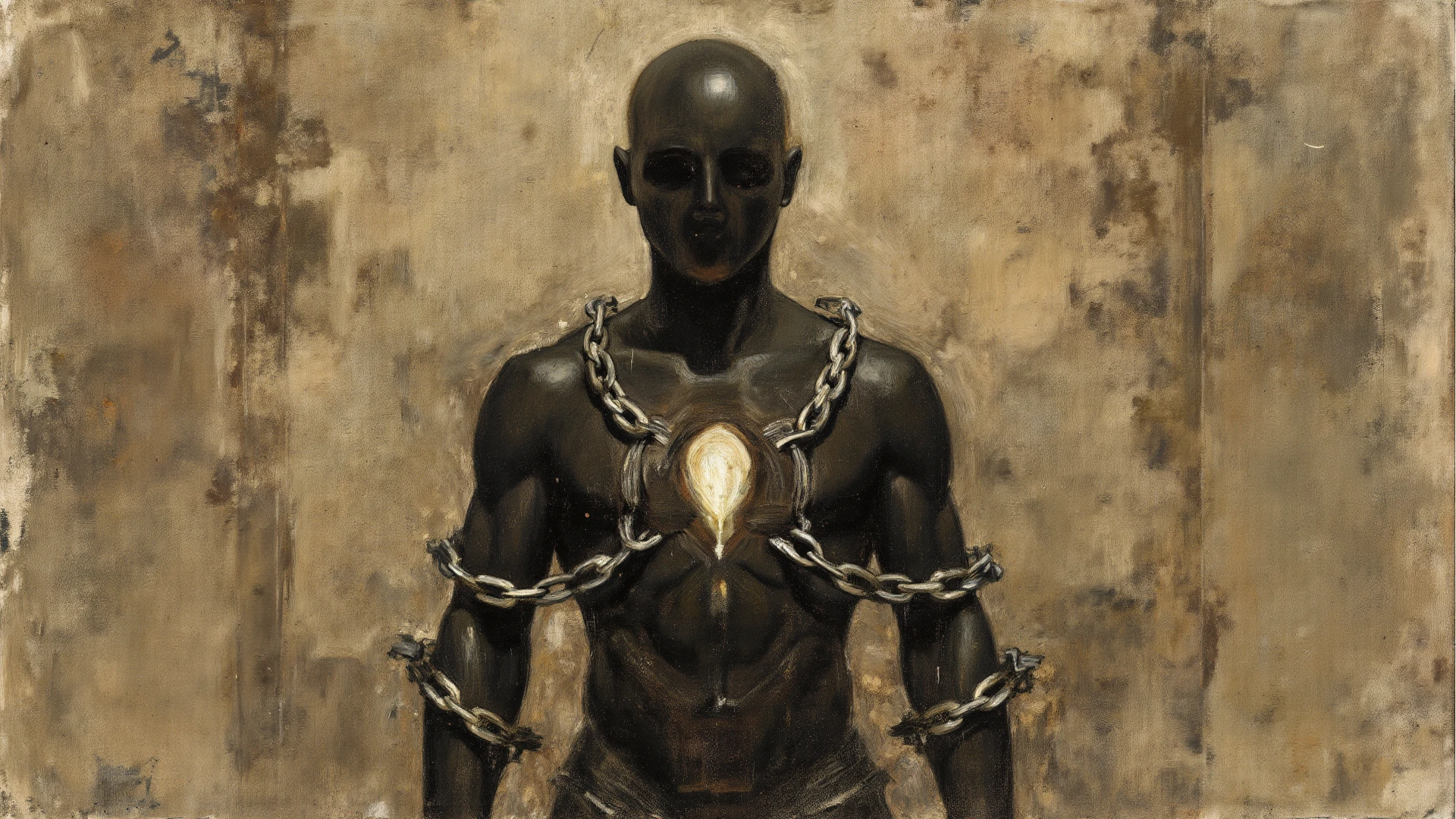 in sepia-tuned, (a bald man, standing, vitruvian position, trapped in a web of iron chains drawn in a straight line, a Buckminster Fuller wireframe diagram:1.2), kaleidoscopic nightmares, illusions destroyed in chaos, polycount, generative art, orthogonal, (surrealist art by Zdzislaw Beksinski, in full medium shot, 3D rendering, realistic, high contrast, intricate details, soft colors, surrealist environment, unique composition, artistic masterpiece:1.2, dadaism), Hellraiser film, a surrealist film, horrified, insane, disgusting, disturbing, disturbing, shocking, vintage, ancient, Fritz Lang, cgsociety, 1920s, hyper-detailed, RAW photo, cinematic, artstation style, concept art, masterpiece, 8k, realistic textures, 3D Rendering