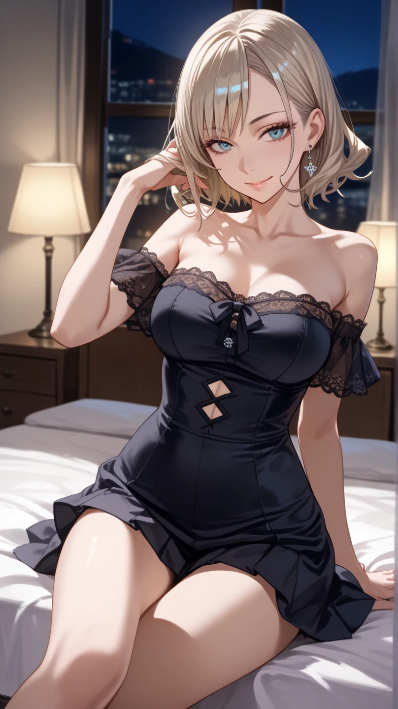 (SFW), masterpiece, best quality, highres 64k, professional artwork, famous artwork, clean, cinematic lighting, beautiful eyes + detail, beautiful hair + detail, (sexy young female body:1.4), ( medium breasts, lactation), happy:1.3, smile:1.3, erotic looking at the viewer, floating hair, (((minami yume:1.2, green eyes, side ponytail, ))), <lora:Haute_Couture1.11:0.6>, Haute_Couture, designer dress:1.3, indoors, open door, bedroom, (Welcome home),<lora:Minami Yume:0.45>
