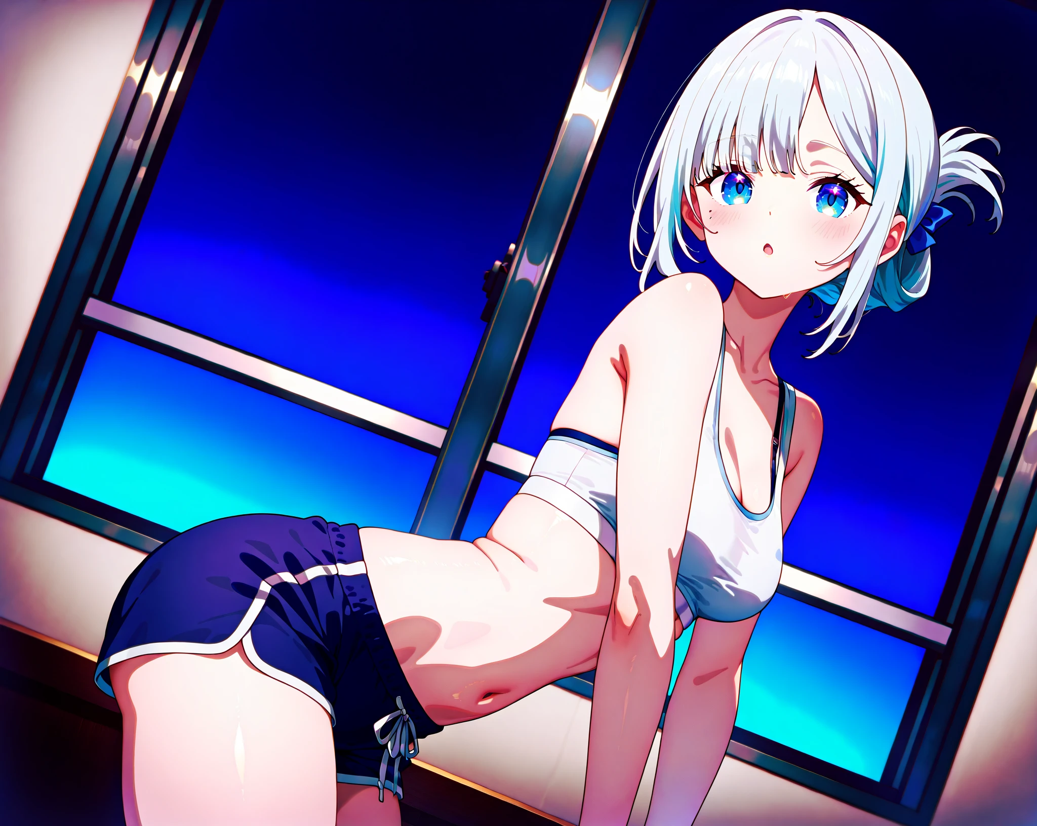 Highest quality、super high quality、16K, topless、Nipples、Sexy ass、Breast size is random、Facial expressions are random、Location is a road、 Hair color is random、The pose is with her butt sticking out、The distance is random、Angle from below、Small face、Very delicate facial expressions、Delicate eye depiction、Highly detailed hair、Erotic、18-year-old female、Glowing Skin、Soft Skin、Lower Body、The only sexy Japanese woman、Race queen outfit random、Butt crack、Focus on the buttocks、2 women、