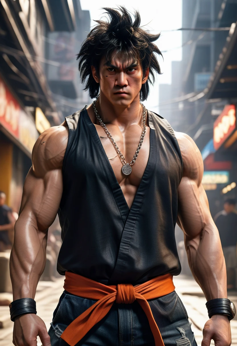 goku  juvenil, Hyper Realism, Hyper Detailed, Posing Camera panorâmica, 8K --auto --s2