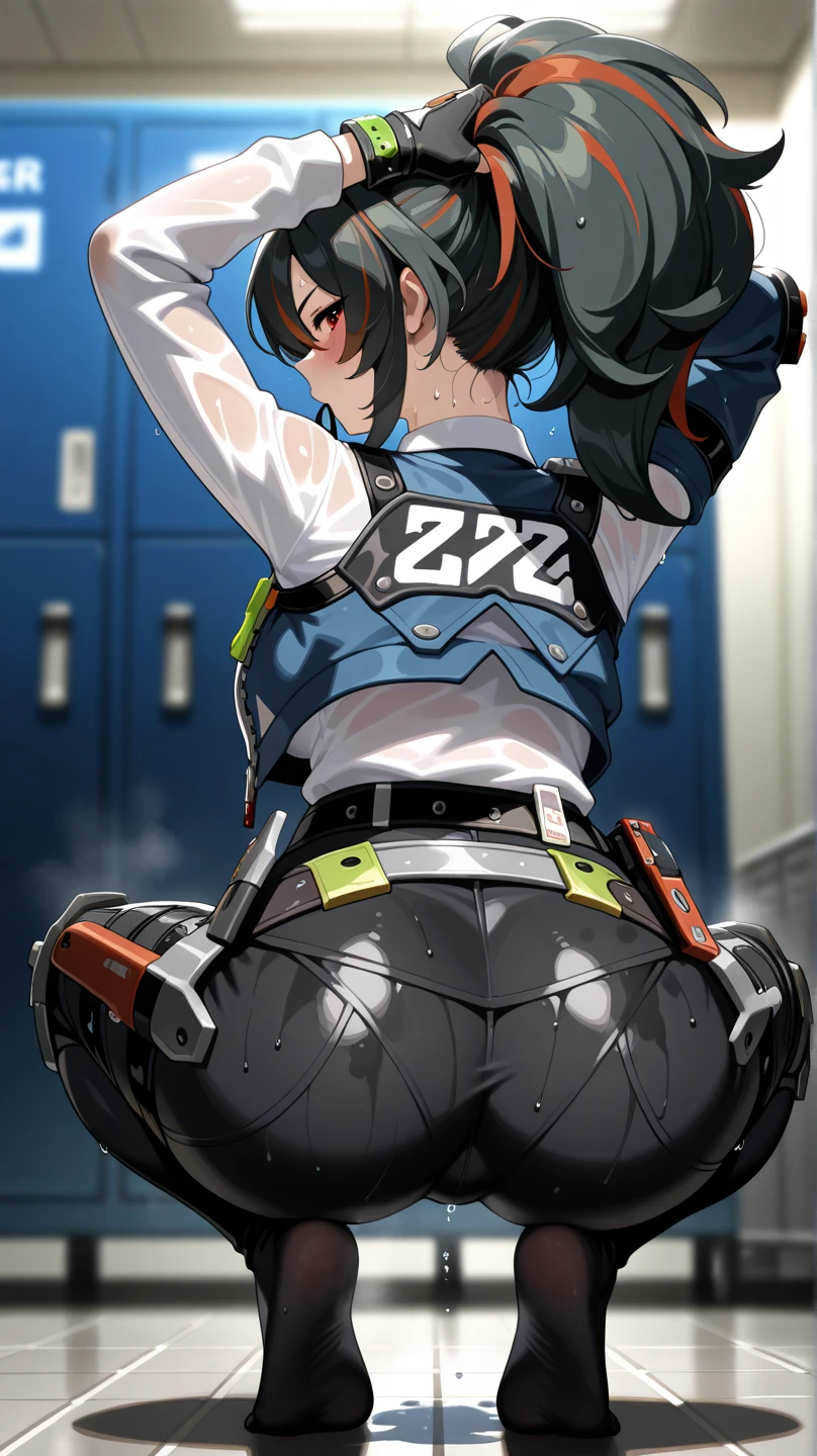 Plump thighs、Best image quality、High resolution、masterpiece、super high quality、Spreading her legs、Squat with your legs apart、Butt shooting、blue bra、Blue panties、Fullback panties、とてもBig Ass、The buttocks are too big、Low Angle、Blushing、4K quality、Thick thighs、Big Ass、Wearing black knee socks、Pubic hair growth、Shooting from below、Blushed、Big Breasts、Condescending face、You are tempting me、Photo studio、On the bed、Show your ass、Porn video shoot style、All fours pose、Filmed by multiple cameras