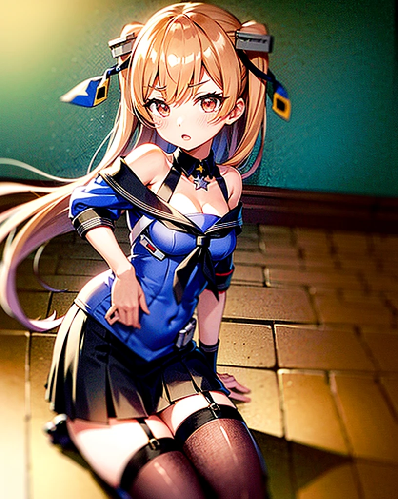 1girl,solo, black hair ,long hair, bangs, long hair. (((((blindfold))))), (((chain leash, animal collar, animal collar connected chain leash, spiked collar, long and holding chain leash))), (((full on all fours, hands on the ground, crawling))), full face blush, sexual ecstasy smile, happy, rape face, fucked silly, vulgarity, ahoge, two legs, both legs, perfect legs, gleaming skin, oil skin, shiny skin, bangs, (((tongue out, long tongue, :q, open mouth, stick out tongue))), full body, sweat skin, seductive smile, open legs, dare body, in heat, perfect proportion, dare legs, extremely long shot, full body, head to toe, wide shot, perfect foots, medium breasts, hair band, , masterpiece, best quality, smile, earrings, (((blue jacket on shoulders, black school uniform))), white shirt, collared shirt, striped, blue necktie, white gloves, (((white skirt))), blue headwear, blue peaked cap, knee boots, cross-laced footwear, blue peaked cap, covered shirt, covered collarbone, closed shirt, white gloves, sleeves, clothed, both arms, two arms,