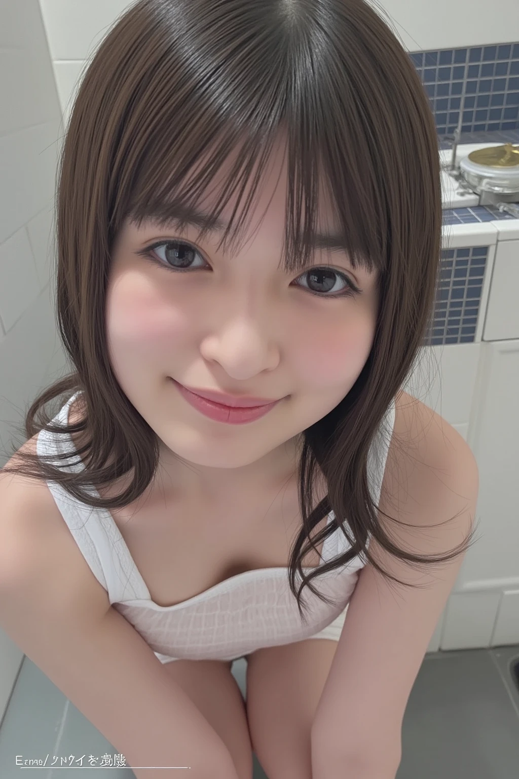 1 female、Highest quality、Ultra-high resolution、(Realistic:1.4)、blush、cute、(Detailed face)、Laughter、Taking a selfie in front of the mirror、Inside the room、Maid cosplay、Cat Ear Cosplay、chest、大きなchest、whole body、Selfie feeling、Married women