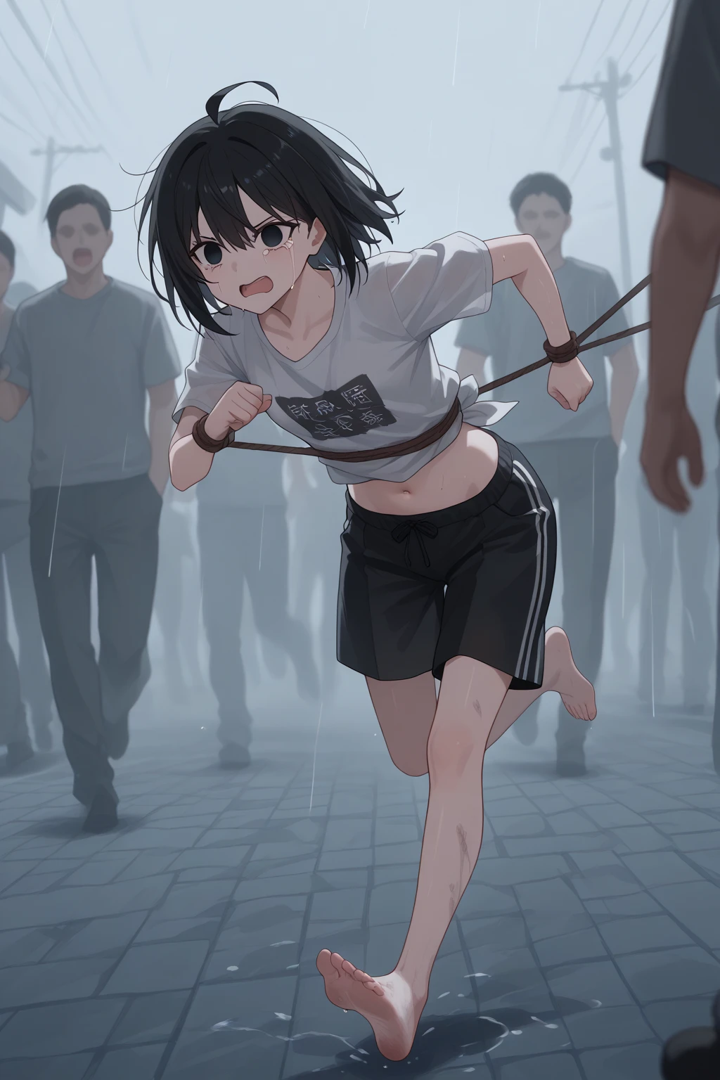 At the gym、exercise、Fitness、spats、training、Showing panties、Girl、Girl、Short、Younger、Lower school year、Baby Face、Both eyes open、flat chest、Glaring、Dynamic Angle、Sweat、sports、Equipment、Wearing clothes、There are a few people behind、masterpiece、best quality、ultra-detail