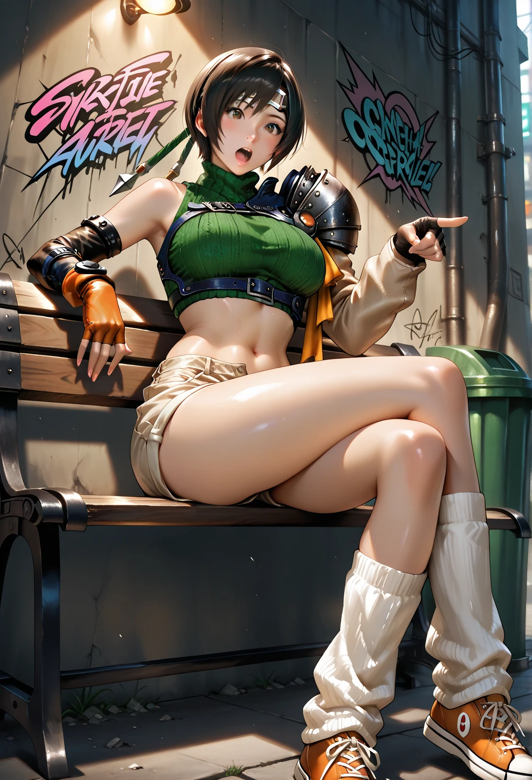 1girl, young, Tinker Bell, ((dolphin shorts, tanktop, hood)), solo, official art, unity 8k wallpaper, ultra detailed, perfect hands, 4x ultrasharp, beautiful and aesthetic, masterpiece, best quality, shiny skin, the most beautiful form of chaos, elegant, a designed brutalist, vivid colors, romanticism, ((Fairytaleai)),