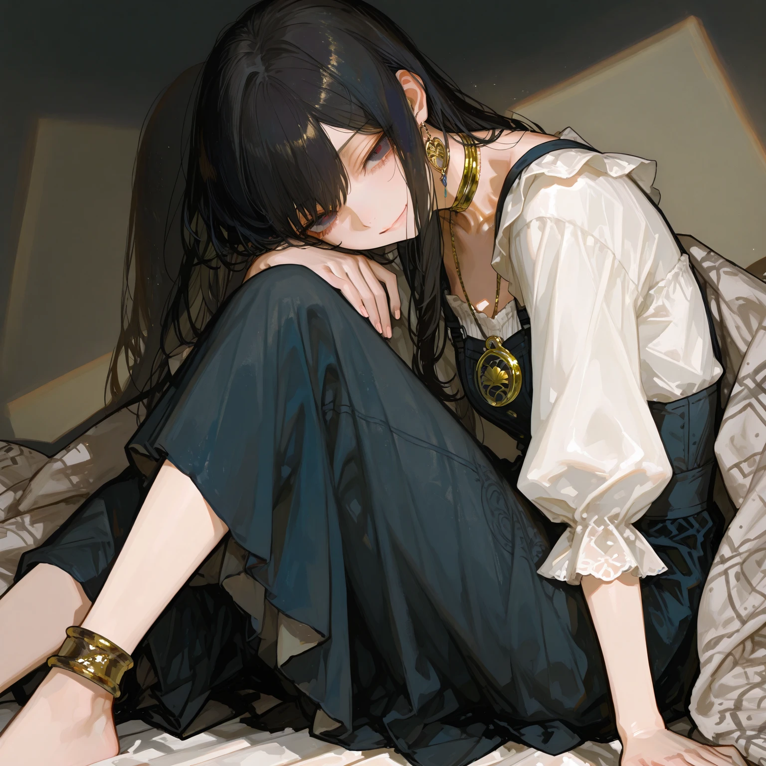 (masterpiece), best quality, expressive eyes, perfect face, fix face, full body, 1girl, beast girl,solo,looking at the veiwer, gold eye, purple hair, horn, fox tail and ears, inside of the village,torn white dress, crying pose, crying,slave chain, small injury,