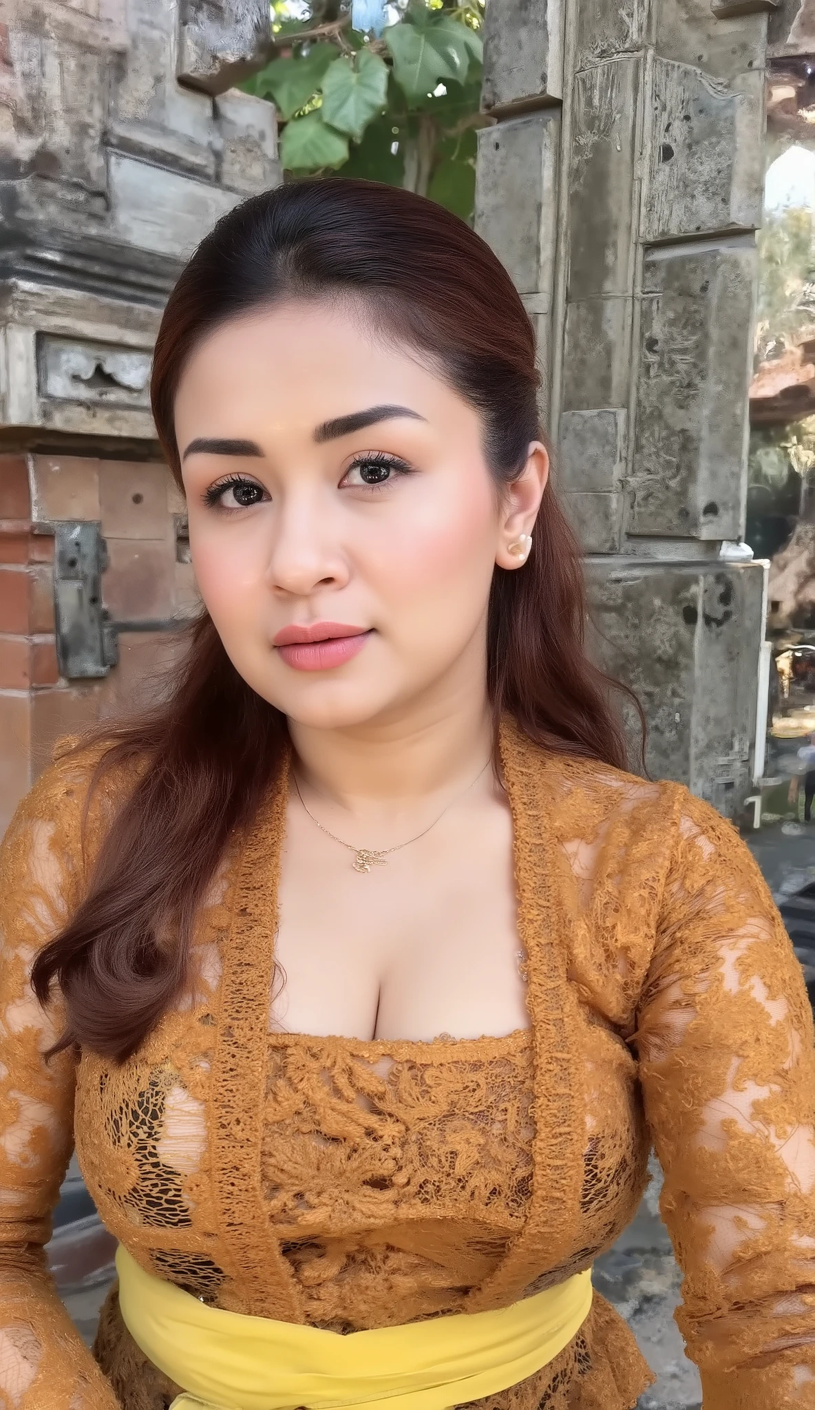 masterpiece, indian girl, indian girl in indonesia dress ,ultra realistic,32k,intricate details, sharp focus, realistic, closed, black eyes, jewelr, lips, realistic, looking_at_viewer, wet skin, shiny skin, SHORT SLEVES, bali, inndian, cityscape, transparent standing pose,(( maroon young kebaya)),cute smile, smiling beauty,perfect breast, big breast, full body,busty body,curvy body,long hair,beauty face,A half body of woman in a bright colourful gown posing for a perfect loop lighting photoshoot, light colourful bra, lacey, posing in bra, gorgeous woman, cleavage, angela white, jaw-dropping beauty, wearing bra, curvy model, sexy push up bras, attractive girl, (((big breasts))), busty, with large breasts, attractive woman, jaw dropping beauty, (long wavy thick hair), (((big body shape))), ((Modern City)), ((wearing a gown dress)), (dramatic lighting), (sharp focus), (intricate), fashion, realistic skin texture, (( perfect anatomy)), ((detailed face:1.2)), ((detailed facial features)), (finely detailed skin), masterpiece), (perfect proportion), (realistic photo), (best quality: 1.6), (detailed), (vibrant colors),thick hair,very long hair