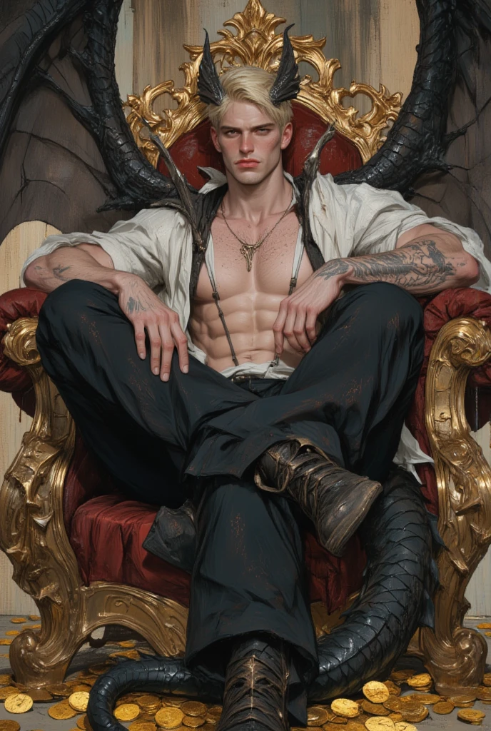 1boy, bulgej8, full body shot, full body angle visible from head to toe, full hd, arms detail, body detail, legs detail, face detail, feets detail, feet on the floor, hands detail, curly hair, shaggy hair, slender body, soft thin face, wearing a jeweled necklace, black lace slip underwear, classic black boots in feets, a skull in her right hand, a peacock feather in her left hand , standing in dynamic pose, in a large ballroom of a Victorian castle, with chandeliers on the ceiling and carpets on the floor, with a grand window at the back, dramatic lighting, full body, body hairless, dominating, white or white skin, boy soft face, gighly light, highly detailed, looking at the audience, photography, detailed skin, real person, crazy detail, hype maximization, lighting complex detail , Highly detailed, Digital painting, artstation, concept art, smooth, sharp focus, illustration, Unreal Engine 5, art by Ross Tran and Greg Rutkowski and Alphonse Mucha, Show men only .8k Ultra HD, dslr, dim lighting, high quality, film grain, Fujifilm XT3, 2-person, two-person model. hype surrealism, hype surrealism, by Shen Quan, perfect body, beautiful young male model, an attractive man 18-2 aesthetic, Sunshine sports student, asianboy, bulgej8, Noosphere, fantasy dark, light and cold aesthetics,
