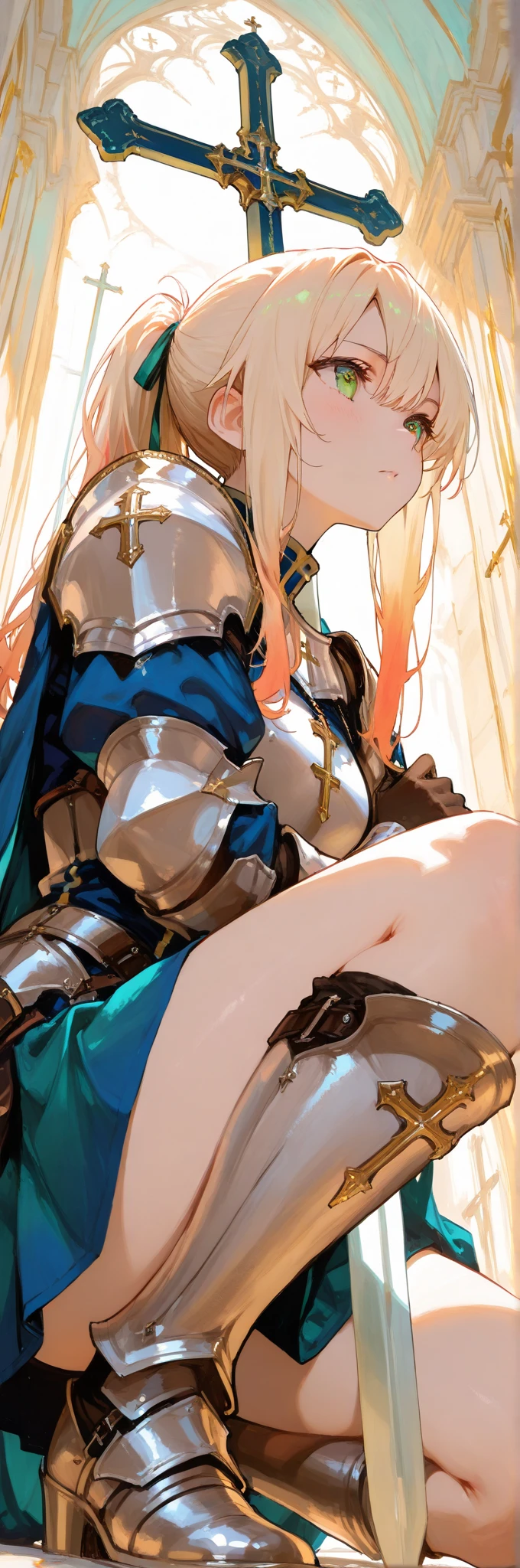 score_9, score_8_up, score_7_up, score_6_up, source_anime, highest quality, masterpiece, 1girl and 1boy, (1boy femnin, otokonoko, femboy, long hair), futa on male, futa is bigger, femdom, forced, uncensored, precum, Fantasy,armor, Arena, A boy is pinned down by a futanari woman and has anal sex