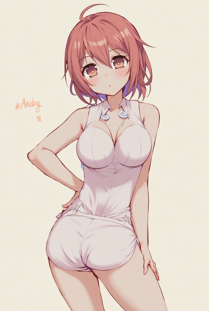 Innocent 20 year old girl、((White tank top, Dramatic poses)),Smile,short-cut,Natural park、Raw photo, (8K、top-quality、​masterpiece:1.2)、(intricate detailes:1.4)、(Photorealsitic:1.4)、octane renderings、Complex 3D rendering ultra detail, Studio Soft Light, Rim Lights, vibrant detail, super detailing, realistic skin textures, Detail Face, Beautiful detail eyes, Very detailed CG Unity 16k wallpaper, make - up, (detailedbackground:1.2), shinny skin, Full body、cleavage of the breast,((Standing with hands folded behind your back、Leaning forward、Angle from above))