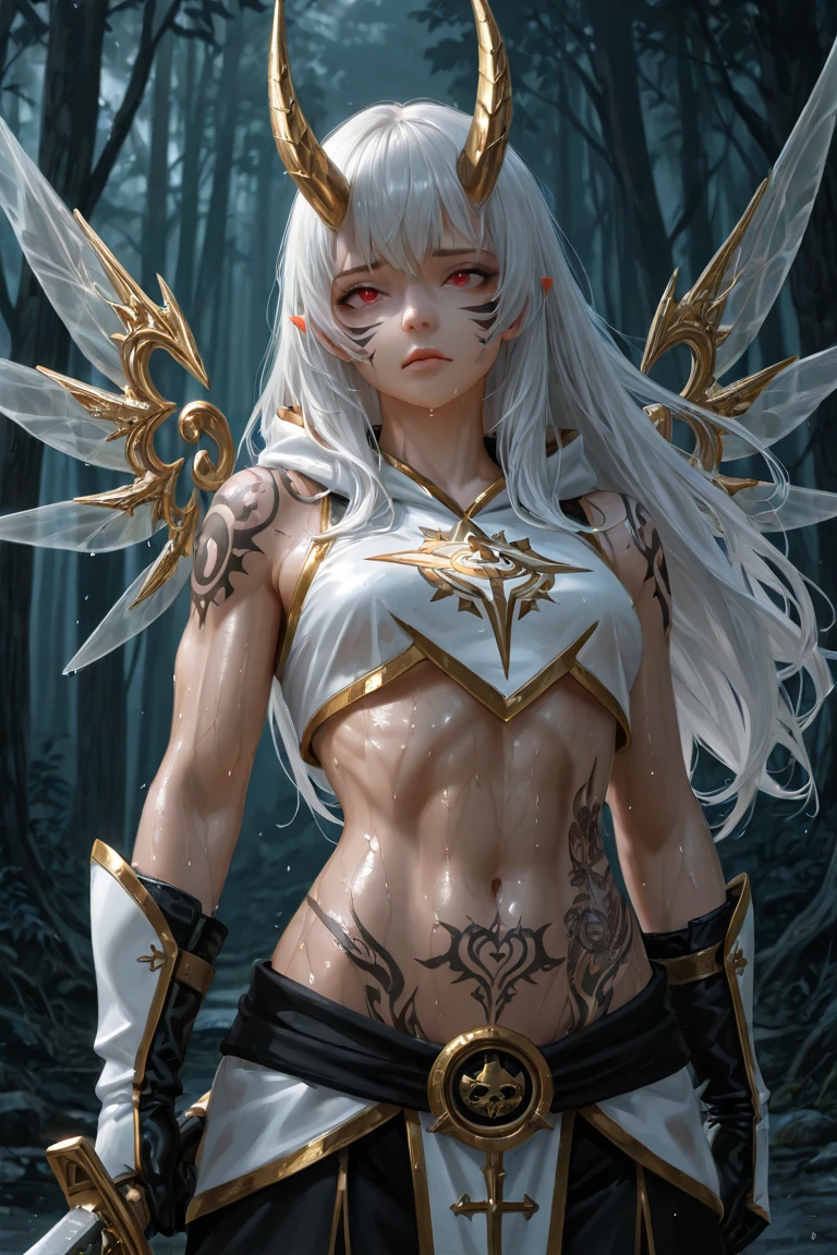 (Finest quality)),(超A high resolution),(ultra-detailliert),(Meticulous portrayal),((The most picturesque work of art),Ultra-Precision Art,The art of astounding depiction, Fantasyart:1.5, (female angel wielding a spear:1.7),Beautiful and well-groomed face:1.5,Angry face:1.3,(Toned body:1.6),((Stab a spear at the demon that is hidden at the bottom of the screen.:1.8))