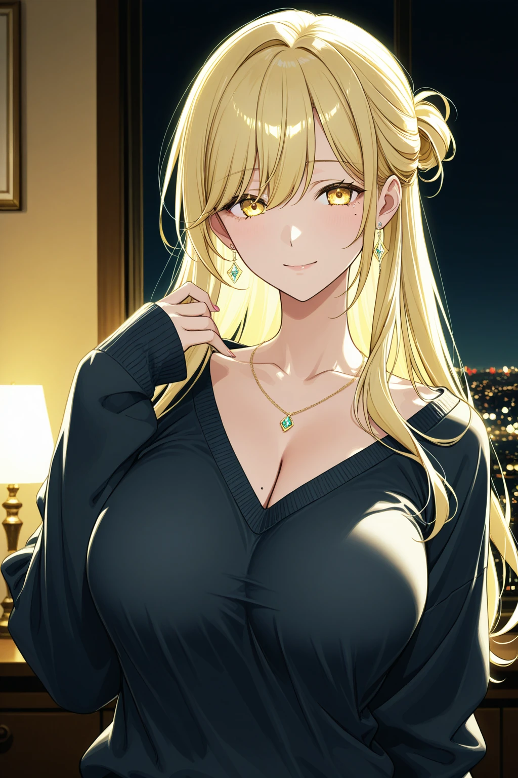 masterpiece, best quality, detailed face, detailed eyes, detailed lips, 1girl, blonde hair, long hair,large breasts, standing,elegant beautiful woman, spilled milk on her breasts