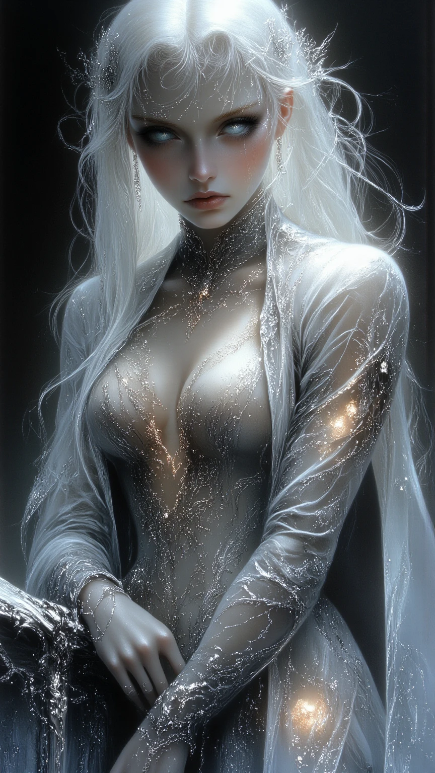 ((raw photo:1.2)), (photorealistic:1.4), a woman, exercised figure, uncut, pointed ears, (big breasts), frozen crystal texture on branch background, harsh climate, strong wind, skin frost, clear skin texture, clear pores, pale skin, demon horns on the head, gemstones hanging on the forehead, double eyelids, long eyelashes, beautiful and delicate girl, very detailed eyes and face, beautiful detailed eyes, ridiculous, Unbelievable absurdity, huge file size, super detailed, high resolution, very detailed, best quality, masterpiece, ((crystal textured dress with extreme detail shining with diamond light, very low cut)), very detailed, amazing momentum, fine detail, masterpiece, best quality, very detailed CG uniform 8k wallpaper, face light, movie lighting, 1girl, 35 years old, (((dynamic pose: legs apart))), ((glowing skin)), 16k, super detail, (anatomically correct), textured skin, best quality, hyperrealism, realism, masterpiece --auto --s2