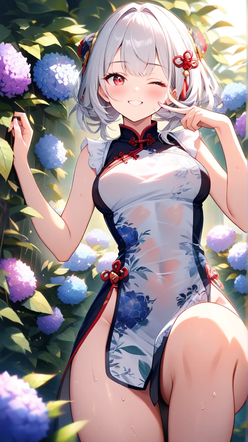 smile、Red cheeks、Official Art, masterpiece, Highest quality,One girl, JK,Tank top(silver, metallic, ) 8K,High resolution, ( flower_Styler:1.2)(Rainbow Candy:1.2),(Excellent rendering, Stand out in the same class), (Amazing details, Excellent lighting, Wide-angle), Big Breasts(0.6), Absolute area, Detailed Background、Panty shot