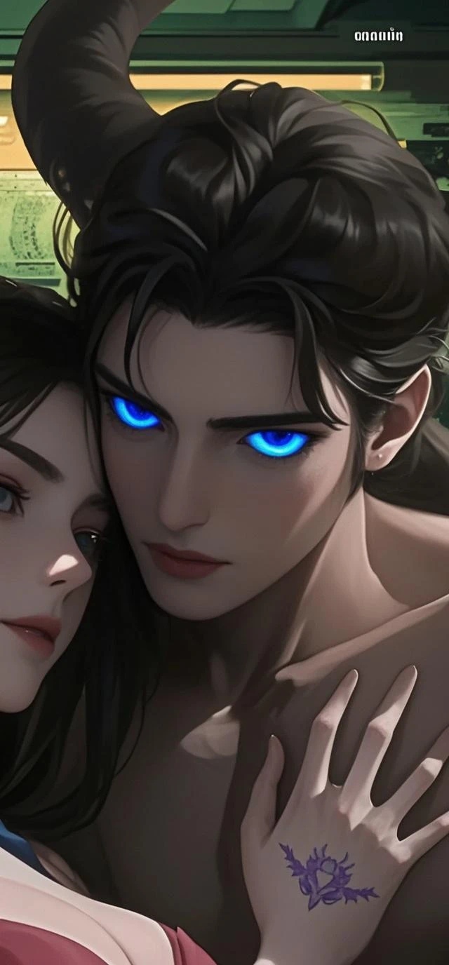 2 guys ethereal demonic 25 year old anime guy male druids, with metallic long hair, delicate masterpieceintimate delicate etched glowing neon tattoos, Fabulous full view painting of a winking beautiful and gorgeous elf ((male)) almostkissing, perfect face, blue/black pastel eyes, long white/black wisp hair, freckles, piercings and tattoo foil print neonbody art, laboratory experiment, perfect anatomy, centered, almost perfect, dynamic, very detailed, glowing, artstation, concept art, soft and sharp focus, art by Carne Griffiths and Wadim Kashin, airbrush graffiti techniques, high-definition accent lighting, epic, elven atmosphere, contrasted with vibrant paint colors., futuristic cyborg in the year 2950,