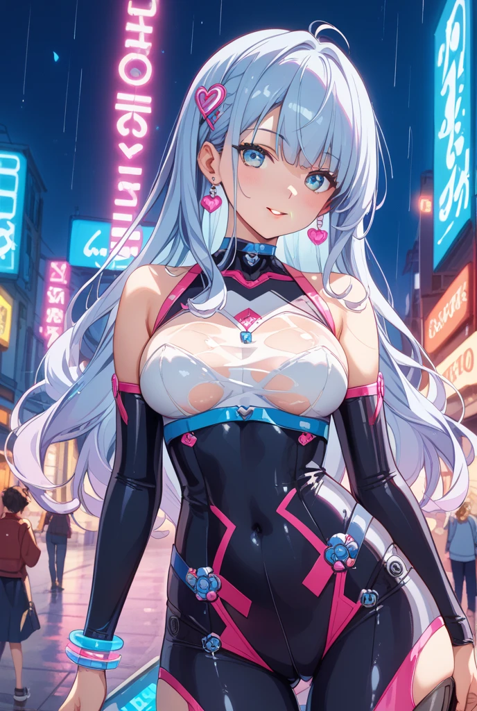 Highest quality、High resolution、Detailed Background、(Beautiful face in every detail:1.4)、Anatomically correct、(Detailed facial expressions)、(Detailed eyes:1.2)、Beautiful women in their 20s、(Highly detailed face:1.4)、(Huge breasts:1.2)、Cute hair colour、Braided long hair、Wavy Hairstyle、well-groomed eyebrows、Cute Eye Makeup、Cute Lip Makeup、Perfect body line、party、Excited、Uplifting、A big smile、smile、
(Beautiful woman dancing in a holographic laser dress under the lights:1.5)、Dance to the rhythm with relaxed steps to impress.、Eyes that everyone admires、Bodycon Dress、Color is black or red、Navy etc.、It's also a good idea to incorporate glamorous details such as lace and metallics.、Add subtle accents with necklaces, earrings, rings, etc.、very beautiful