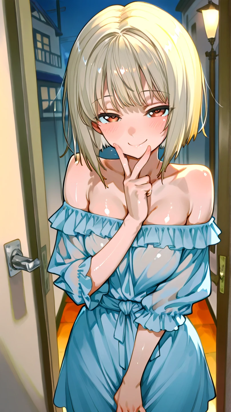 、(masterpiece、Highest quality)、Highest quality, Ultra-high resolution, (((masterpiece))), alone, Sweat、Big eyes, Composition from the front、Shortcuts、Embarrassed face、Blonde Hair、Cut your hair short、School classroom、Sailor suit、skirt、short hair、Browsing Caution、Upper body naked、Breasts exposed、Nipples、Large areola、Sitting in a chair without a backrest、Internal Medicine Examination、Woman showing her body、belly button、真Composition from the front、School Insurance Office、curtain、cubicle、window、door、Fluorescent lamp