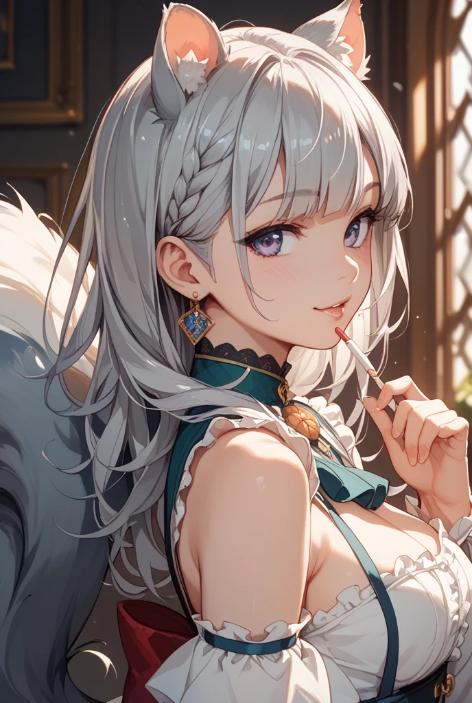 ccfbk, long hair, ahoge, animal ears, (beret:1.2), black headwear, fox tail,
BREAK (（AKATSUKI OUTFIT：1.1), （cleavage:1.5），（Off-the-shoulder attire:1.5):1.2)
BREAK  cowboy shot, light smile, arm behind back,
BREAK class room,
BREAK (masterpiece:1.2), best quality, high resolution, unity 8k wallpaper, (illustration:0.8), (beautiful detailed eyes:1.6), extremely detailed face, perfect lighting, extremely detailed CG, (perfect hands, perfect anatomy),